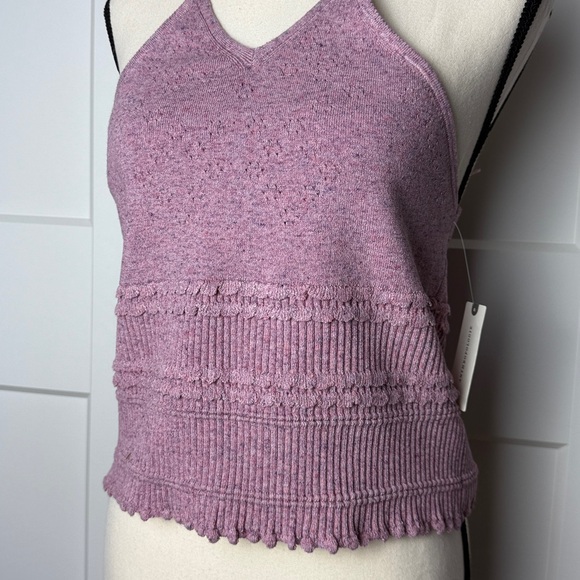 NWT Anthropologie ribbed knit stylish tank top pink rose medium - Picture 3 of 9